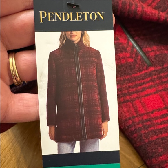 NWT Pendleton Women Wool Blend Walker Long Winter Coat Red Black Charcoal XL New - Picture 15 of 16